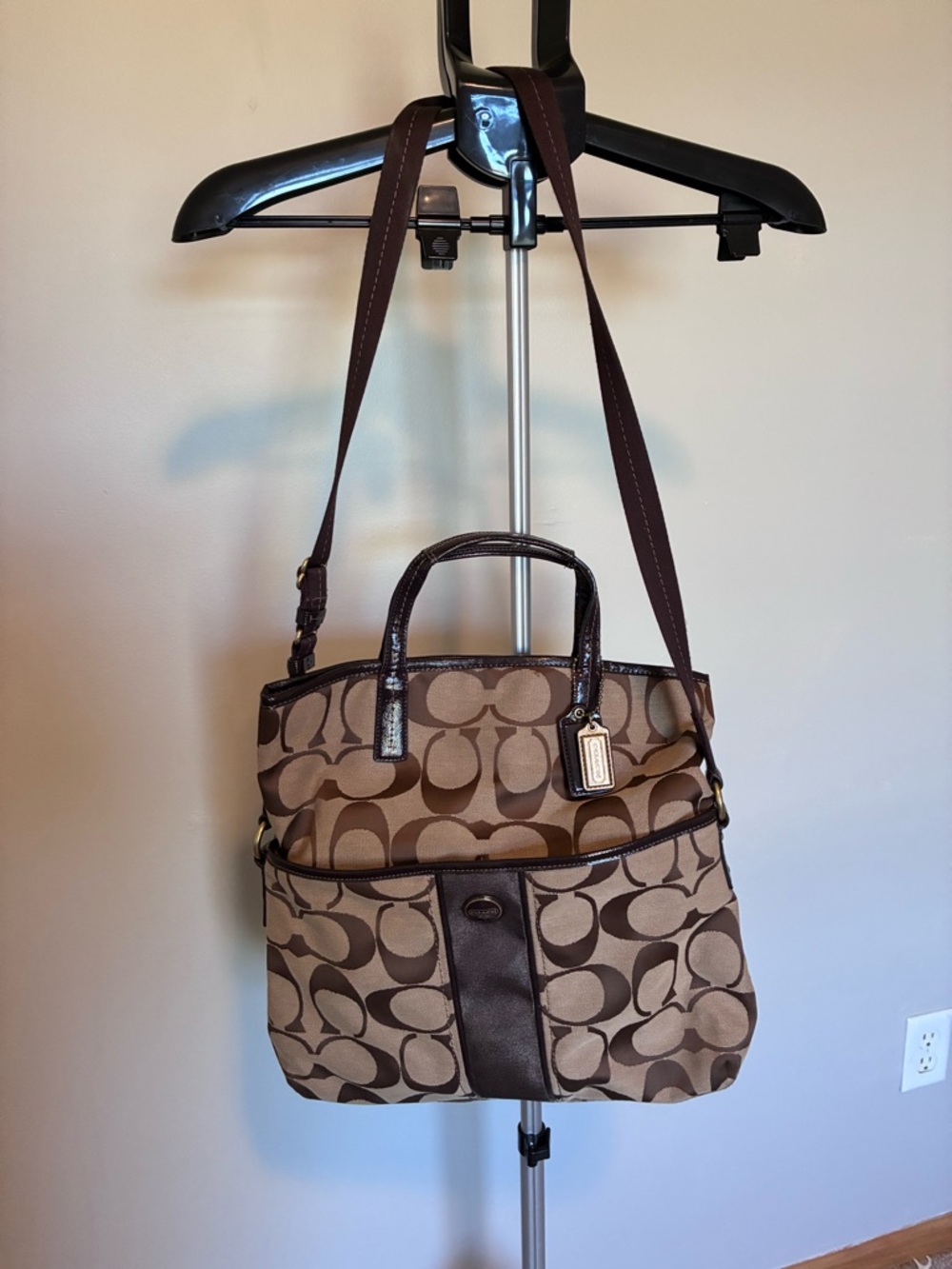 Coach Signature Canvas Tote in Brown and Tan - Picture 12 of 14